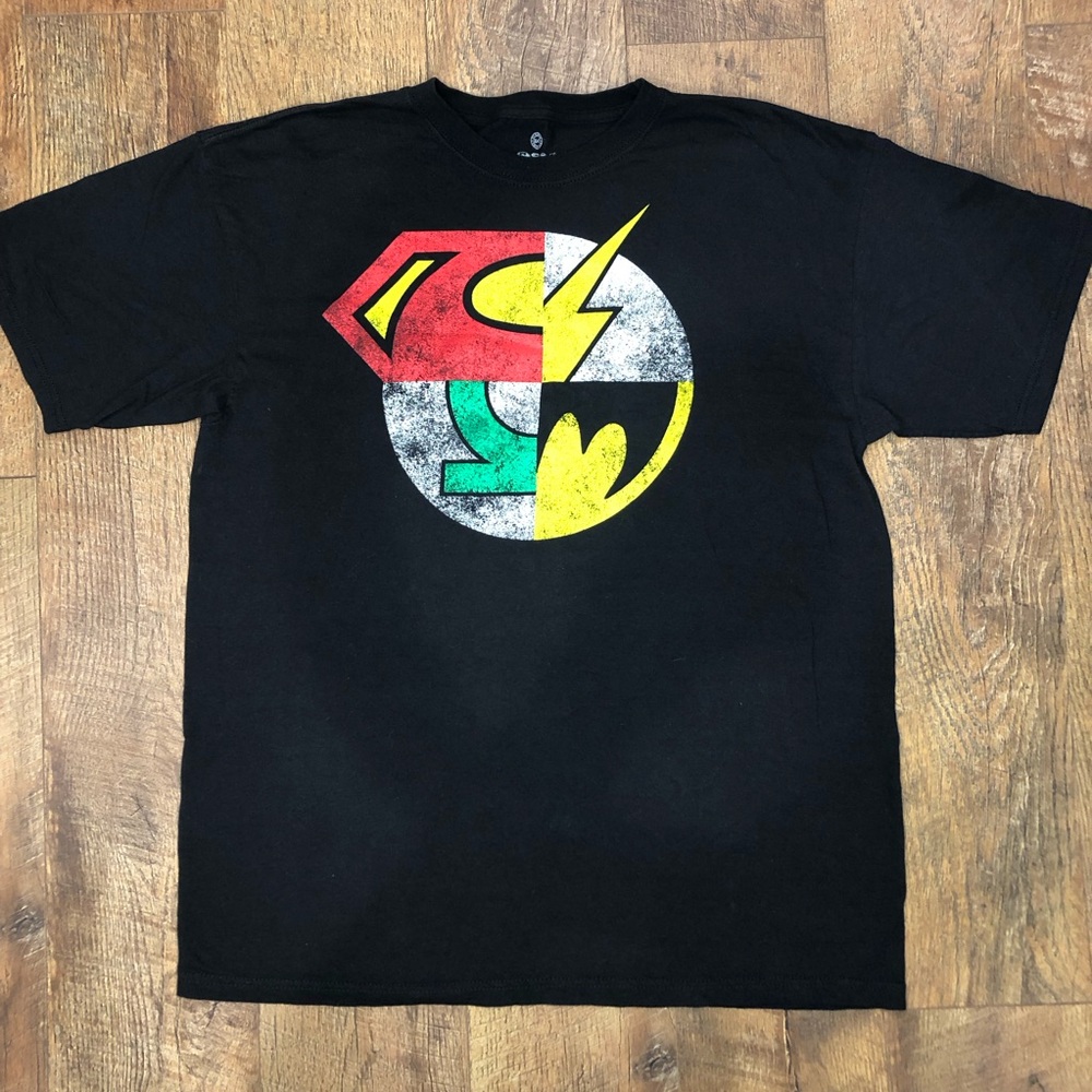 Justice League Superman, Flash, Green Lantern and Batman Logo Mash Up T Shirt La